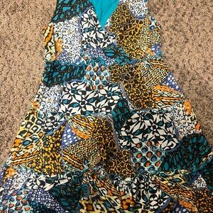 Madison Teal and Multicolor Patterned Dress